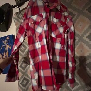 Wrangler Retro Red and White Plaid Shirt